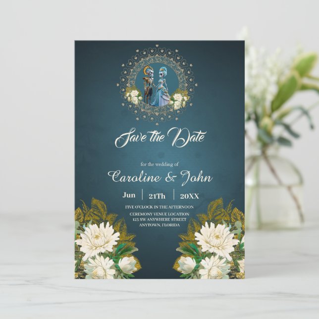 Cute Skeleton Bröllop par Gothic Stil Spara Datumet (Stående Fram)