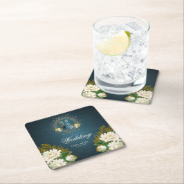 Cute Skeleton Bröllop par Gothic Stil Underlägg Papper Kvadrat