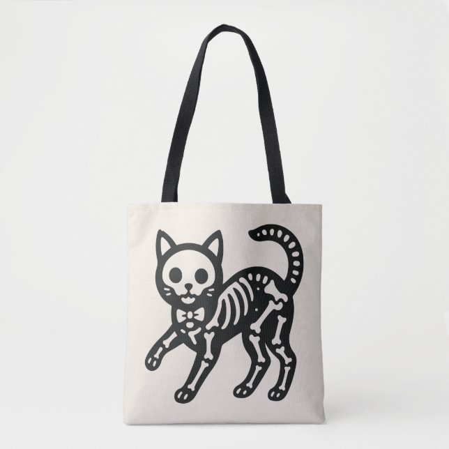 Cute Skeleton Cat Tygkasse (Framsida)