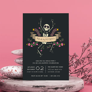 Cute Skeleton Día de los Muertos Firande Inbjudningar