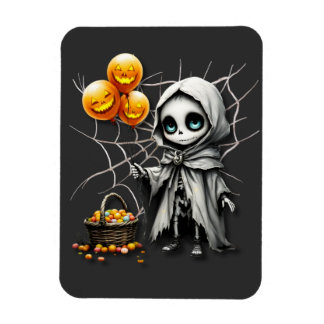 Cute Skeleton Girl with Pumpkin Balloons  Magnet