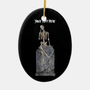 Cute Skeleton Gravsten Halloween Ornament