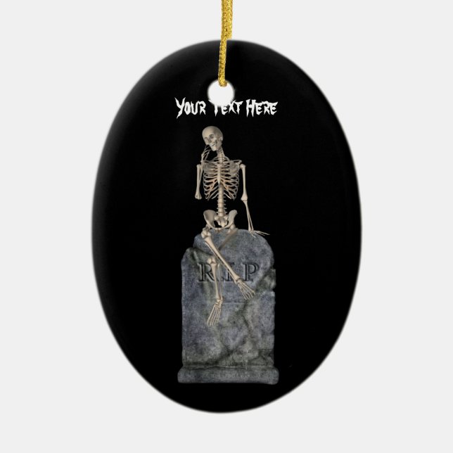 Cute Skeleton Gravsten Halloween Ornament (Framsidan)