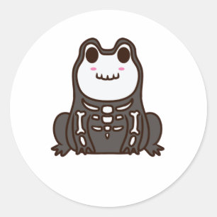 Cute Skeleton Halloween Frog Runt Klistermärke