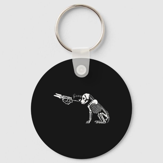 Cute Skeleton Hand Boop Hund Funny Halloween 1 Nyckelring (Framsida)
