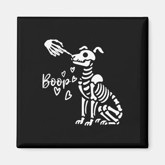 Cute Skeleton Hand Boop Hund Funny Halloween Magnet (Framsidan)
