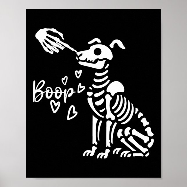 Cute Skeleton Hand Boop Hund Funny Halloween Poster (Framsidan)