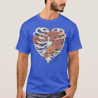 Cute Skeleton Heart Rib Flower Pumpkin Spooky Hall T Shirt