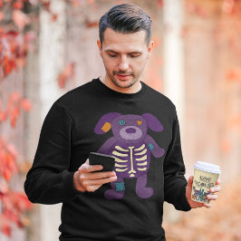 Cute Skeleton Hund Mjukisdjur Halloween Lång Ärmad Tröja