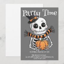 Cute Skeleton Illustration Party-inbjudan