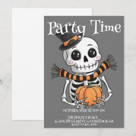 Cute Skeleton Illustration Party-inbjudan Inbjudningar