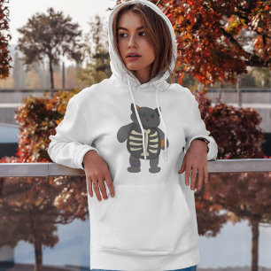 Cute Skeleton Kattunge Halloween Hoodie