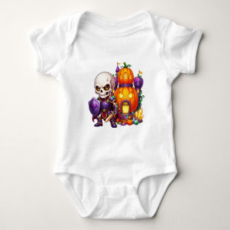 Cute Skeleton Knight Pumpkin Castle Halloween T Shirt