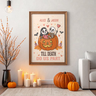 Cute Skeleton, lite Halloween Bröllop-årsdag Poster