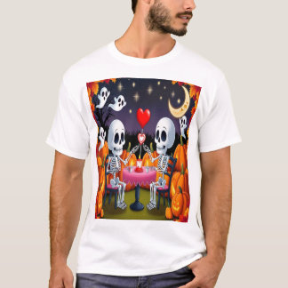Cute Skeleton lite Halloween Valentine T Shirt