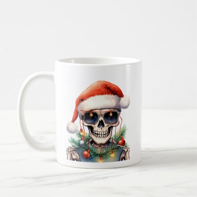 Cute Skeleton med Ljus på julen Kaffemugg (Vänster)
