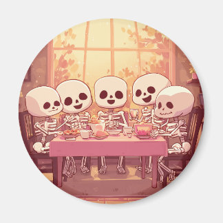 Cute Skeleton Middag Party - Magnet