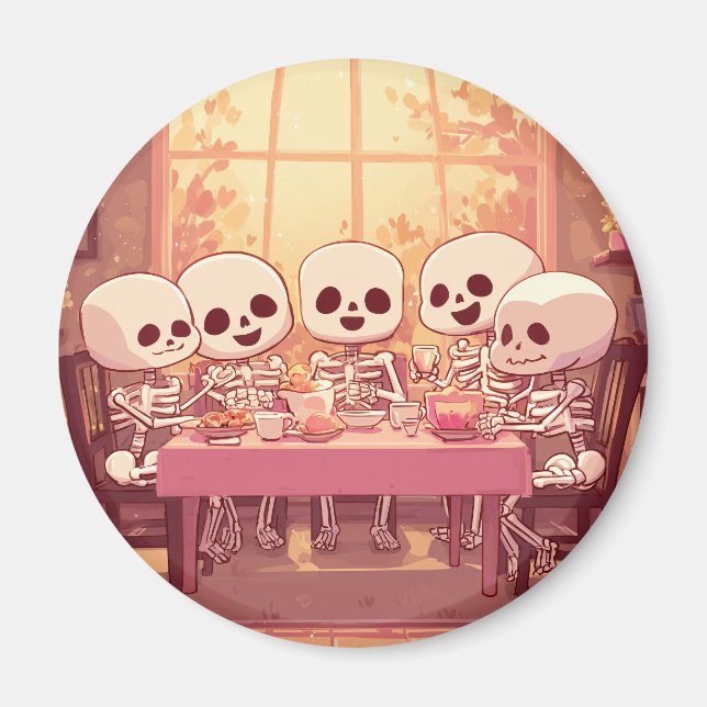 Cute Skeleton Middag Party - Magnet (Framsidan)