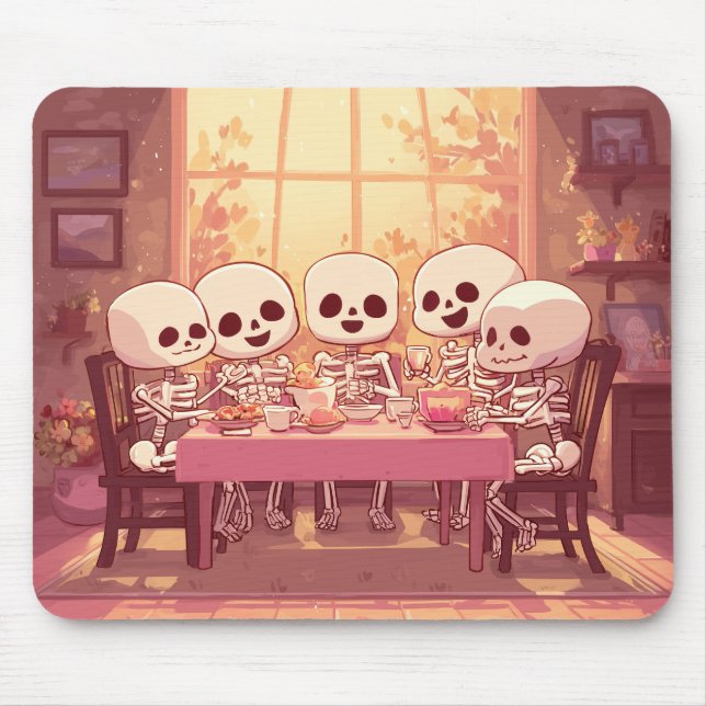 Cute Skeleton Middag Party - Mousepad Musmatta (Framsidan)