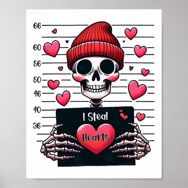 Cute Skeleton Mugshot I Steal Hearts Skeleton Vale Poster (Framsidan)