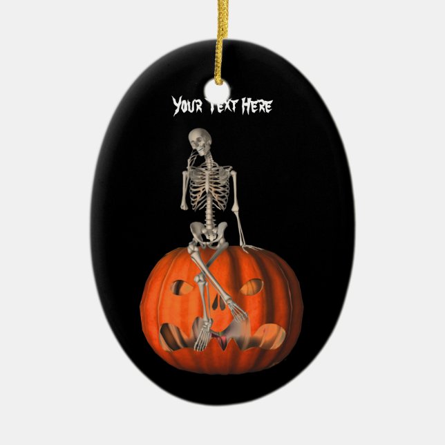 Cute Skeleton Pumpkin Halloween Ornament (Framsidan)