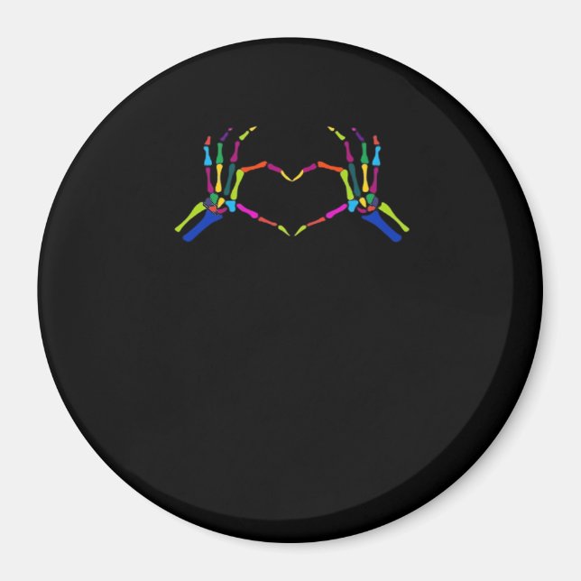 Cute Skeleton-skylt, färgstark Halloween Classic Magnet (Framsidan)