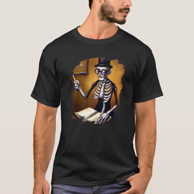 Cute Skeleton Teacher Professor School Halloween T Shirt (Framsida)