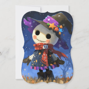 Cute Skeleton Witch Halloween Baby Shower Inbjudningar