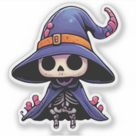Cute Skeleton Witch - Halloween Kawaii Klistermärken