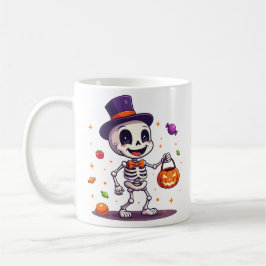 Cute Skeleton With Candy Halloween Mug Kaffemugg