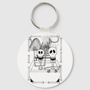Cute Skeletons on Roller Underlägg Ride Nyckelring