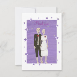 Cute Skeletons Tack, Halloween Bröllop Tack Kort