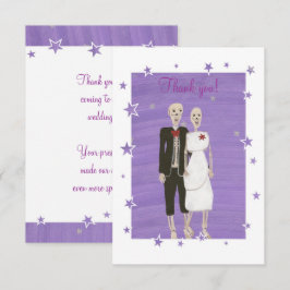 Cute Skeletons Tack, Halloween Bröllop Tack Kort