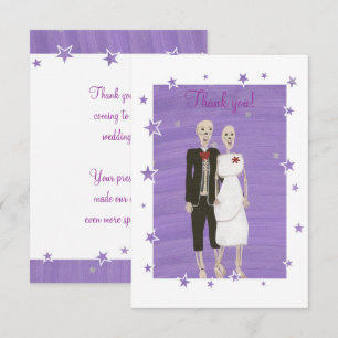 Cute Skeletons Tack, Halloween Bröllop Tack Kort