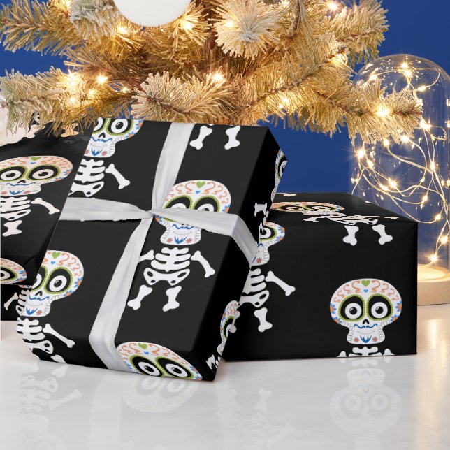 Cute skelett tryckt Halloween Wrapping Papper Presentpapper (Helgdagar)