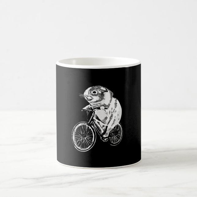 Cute Sketch Guinea Gris Bicycle | Cute Djurälskare Kaffemugg (Center)