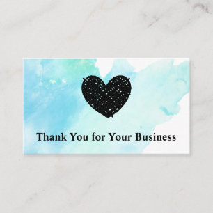 Cute Sketched Heart Vattenfärg Ty Card Visitkort