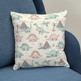 Cute Sketchy Dinosaurs i Jurassic Land Kudde