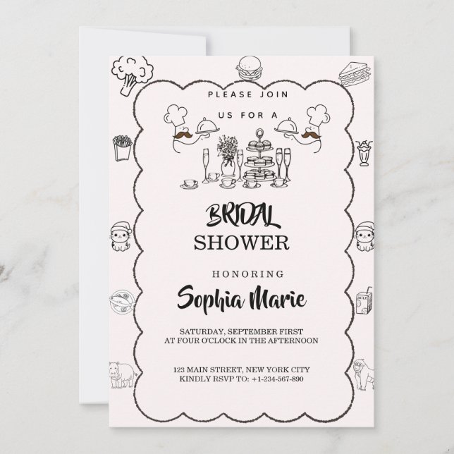 Cute Sketchy Inbjudningskort för möhippan (Framsida)
