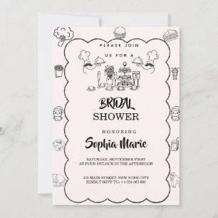 Cute Sketchy Inbjudningskort för möhippan