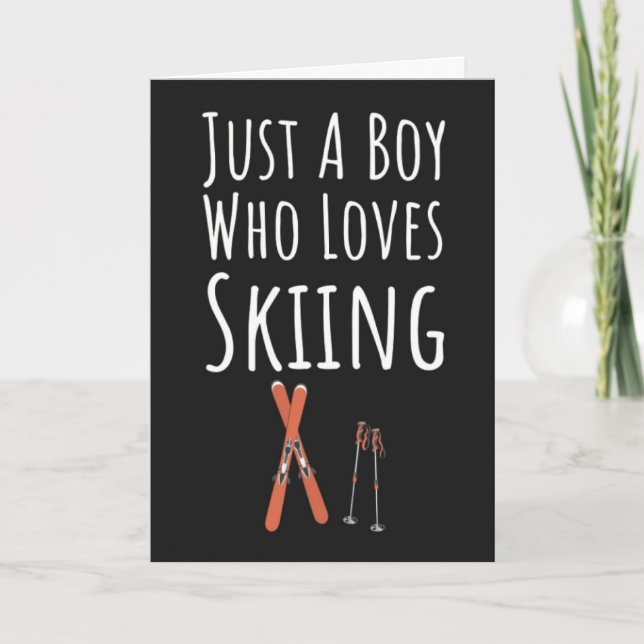 Cute Ski Cards For Baby Boys Kids Skier Skiing Kort (Framsida)