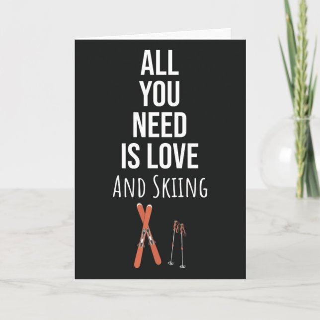 Cute Skiing Cards Snow Skier Sports Winter Ski  Kort (Framsida)