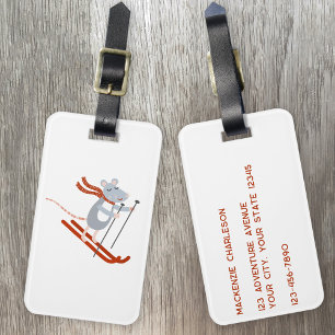 Cute Skiing-mus Bagagebricka