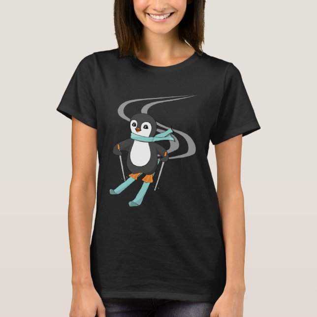 Cute Skiing Penguin Animal   Penguins T Shirt (Framsida)
