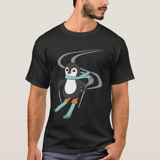 Cute Skiing Penguin Animal Penguins T Shirt (Framsida)