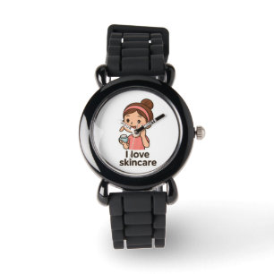 Cute Skincare Girl Sticker - Self-Care Tecknad Armbandsur