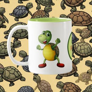 Cute sköldpadda älskare add monogram Två-Tonad mugg