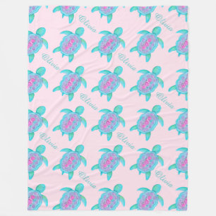 Cute sköldpadda rosa hjärta namn, skyddat filt