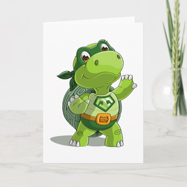 Cute sköldpadda toppen-hjälte kort (Framsida)