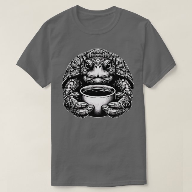 Cute-sköldpaddan kaffe älskare lustig design t shirt (Design framsida)